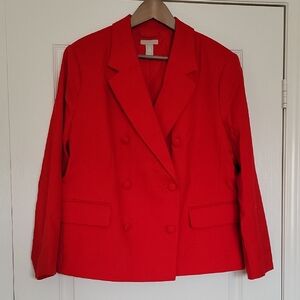 H&M Red Monochrome Double-Breasted Blazer